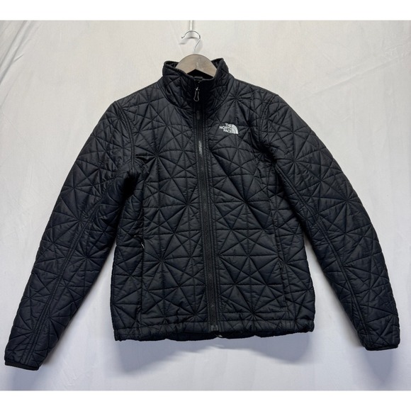 The North Face Jackets & Blazers - The North Face Quilted Jacket Women Small Black Nylon Diamond Mock Neck Full Zip